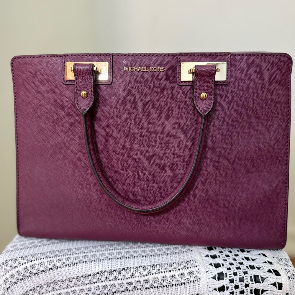 Michael Kors Purple Saffiano Leather Satchel